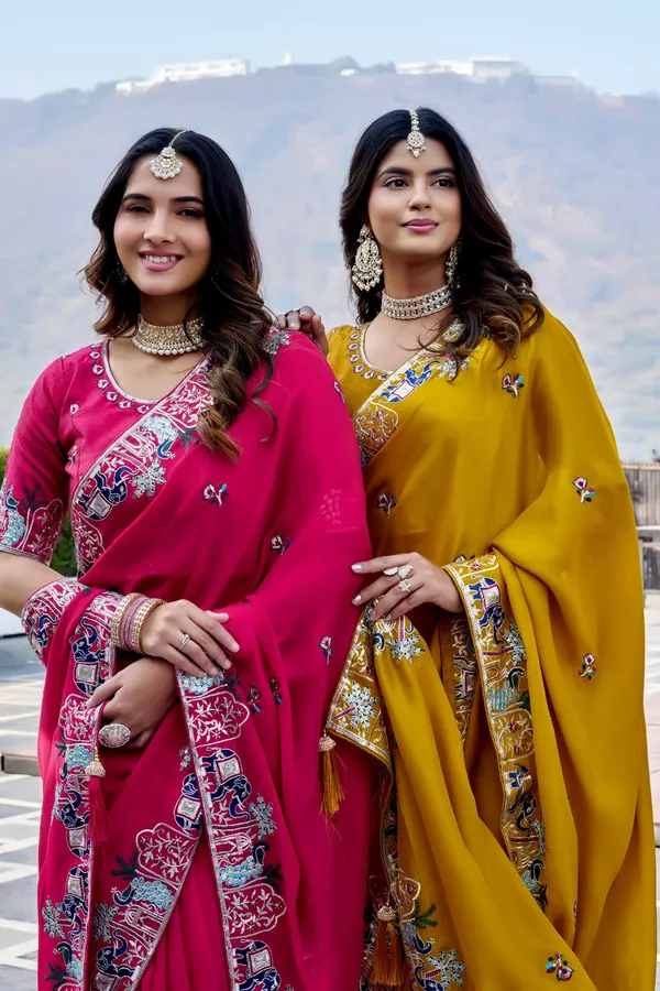 Designer_Mustard_Yellow_Embroidered_Satin_Chiffon_Saree_–_Wedding_&_Festive_Wear