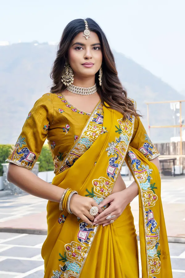 Designer_Mustard_Yellow_Embroidered_Satin_Chiffon_Saree_–_Wedding_&_Festive_Wear