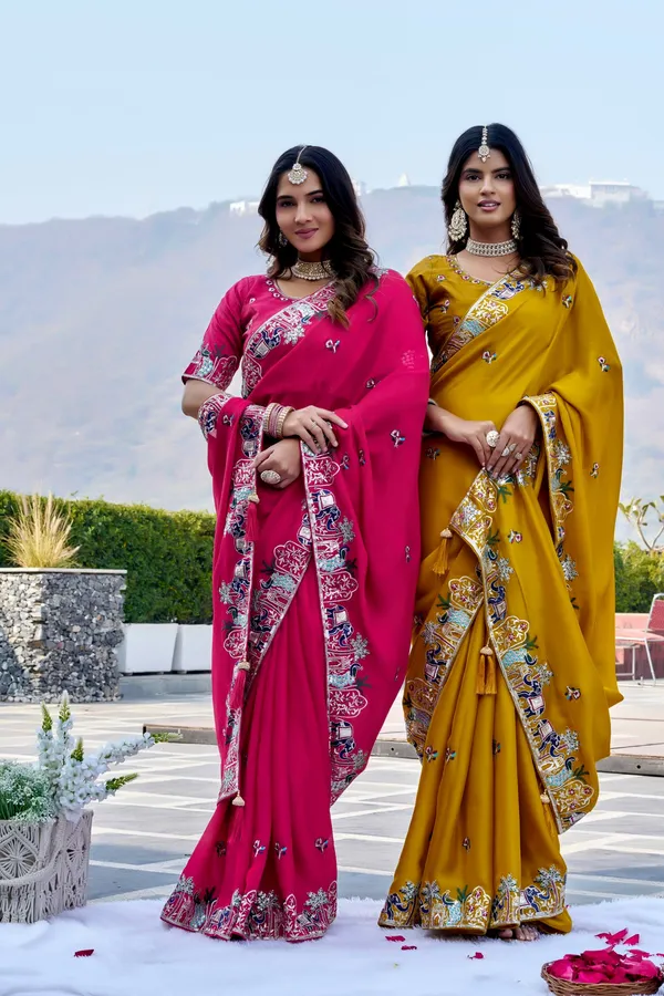 Designer_Mustard_Yellow_Embroidered_Satin_Chiffon_Saree_–_Wedding_&_Festive_Wear