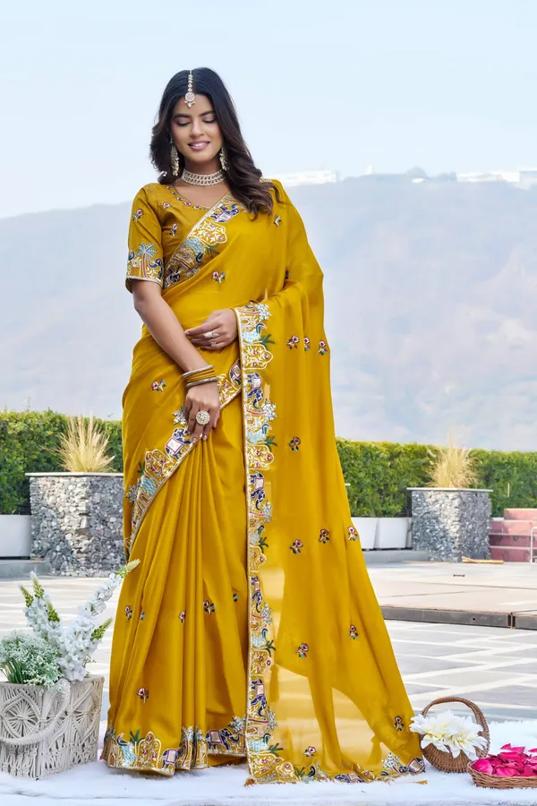 Designer_Mustard_Yellow_Embroidered_Satin_Chiffon_Saree_–_Wedding_&_Festive_Wear