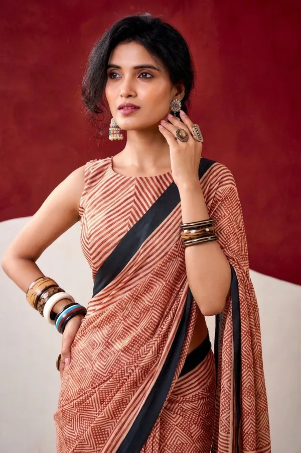 Designer_Rust_Red_Japan_Satin_Saree_with_Digital_Print_&_Contrast_Black_Border
