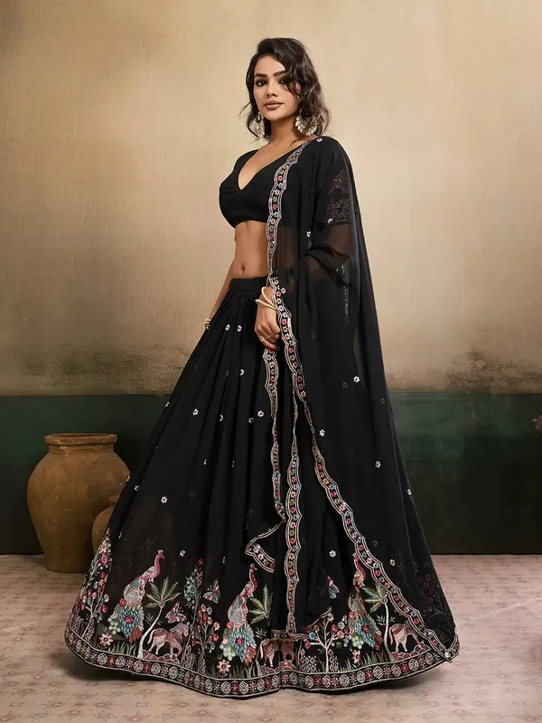 Elegant_Black_Forest_Embroidered_Star_Georgette_Lehenga_Choli