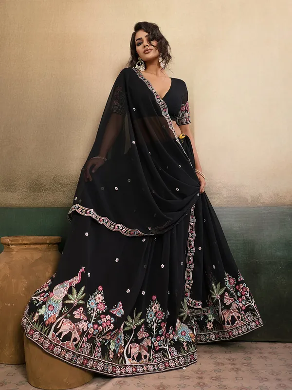 Elegant_Black_Forest_Embroidered_Star_Georgette_Lehenga_Choli