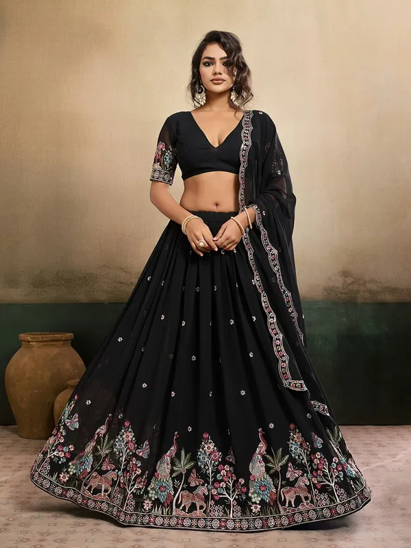 Elegant_Black_Forest_Embroidered_Star_Georgette_Lehenga_Choli
