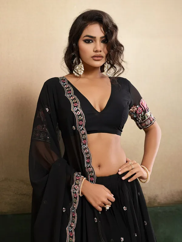 Elegant_Black_Forest_Embroidered_Star_Georgette_Lehenga_Choli