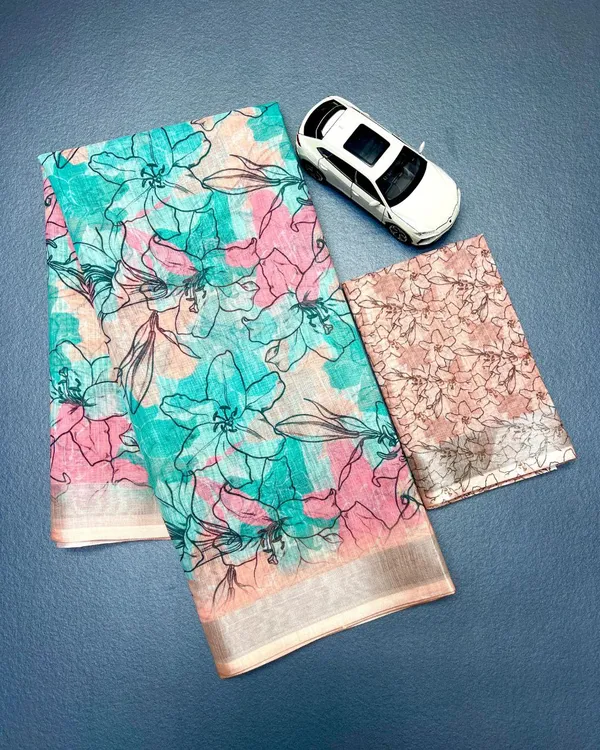 Elegant_Floral_Printed_Linen_Cotton_Saree