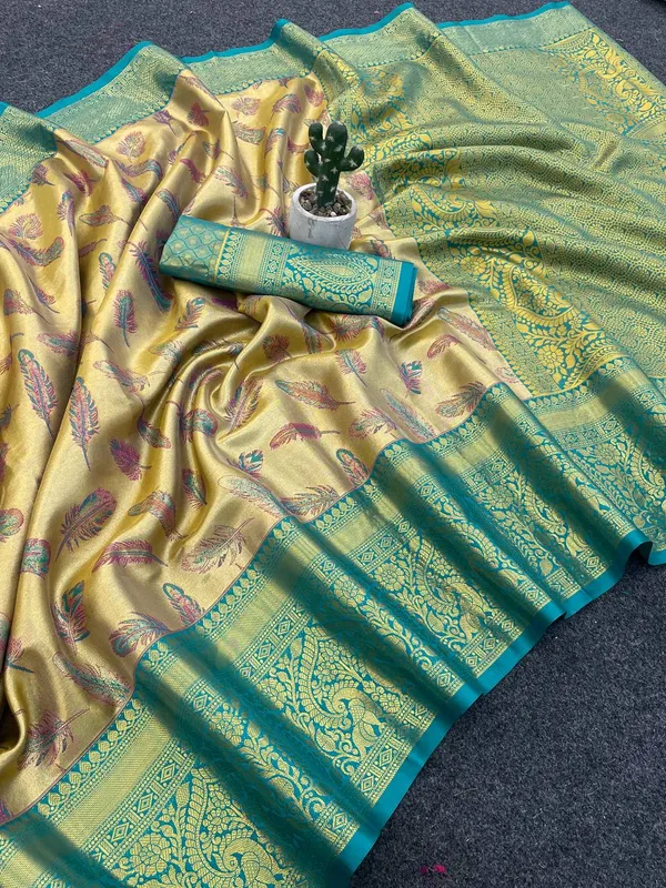 Elegant_Gold_Teal_Kanjivaram_Silk_Saree