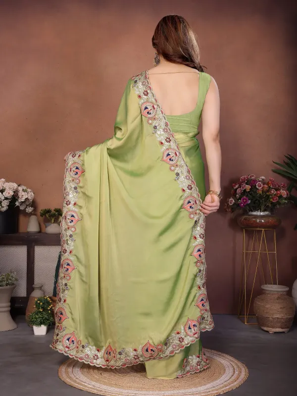 Elegant_Olive_Pistachio_Green_Party_Wear_Soft_Rangoli_Silk_Saree