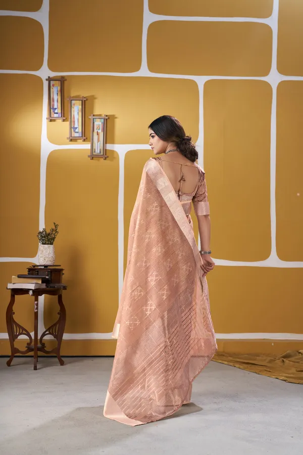 Elegant_Peach_Zari_Weaving_Linen_Cotton_Silk_Saree_–_Premium_Festive_Wear