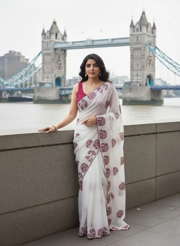 Elegant_Pearl_White_Party_Wear_Fendy_Chiffon_Saree_with_Wine_Embroidery