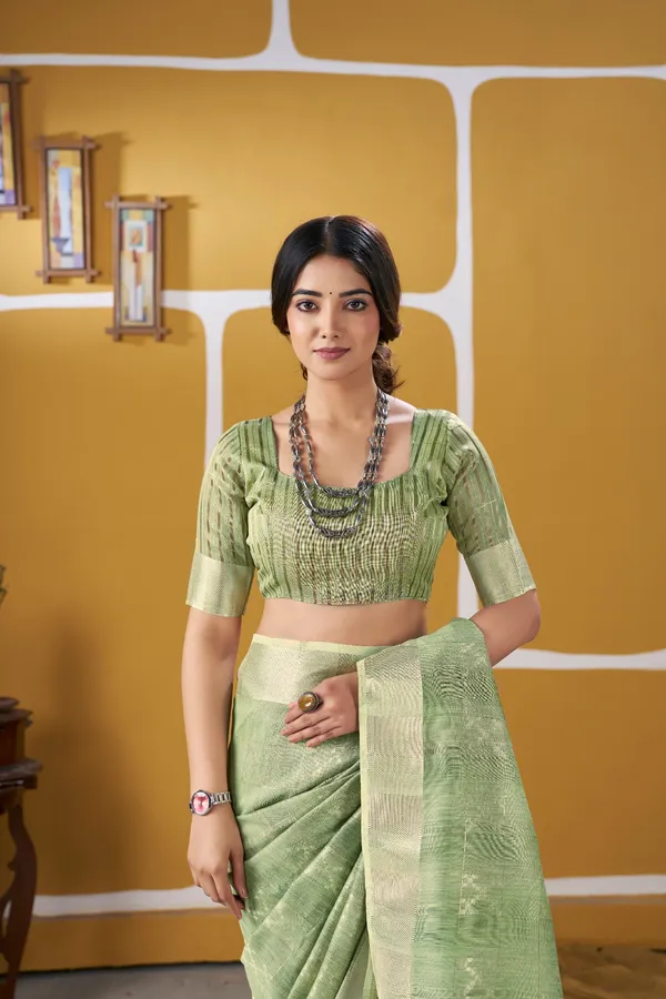 Elegant_Pista_Green_Zari_Weaving_Linen_Cotton_Silk_Saree_–_Festive_&_Ethnic_Wear