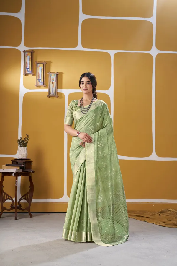 Elegant_Pista_Green_Zari_Weaving_Linen_Cotton_Silk_Saree_–_Festive_&_Ethnic_Wear