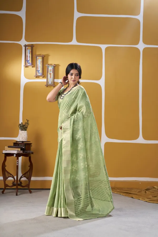 Elegant_Pista_Green_Zari_Weaving_Linen_Cotton_Silk_Saree_–_Festive_&_Ethnic_Wear