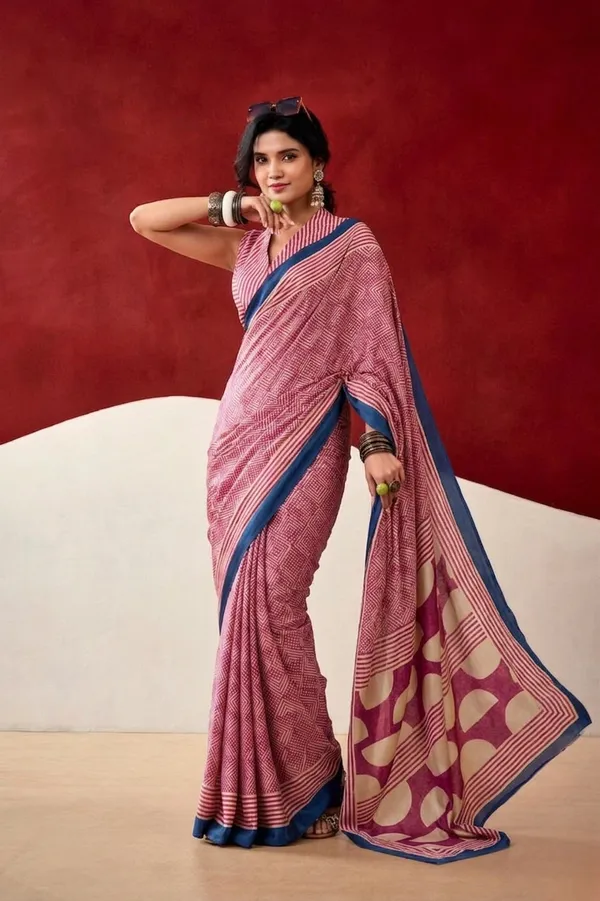 Elegant_Rose_Pink_Japan_Satin_Saree_with_Digital_Print_&_Contrast_Blue_Border