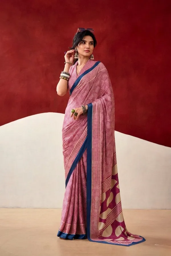 Elegant_Rose_Pink_Japan_Satin_Saree_with_Digital_Print_&_Contrast_Blue_Border
