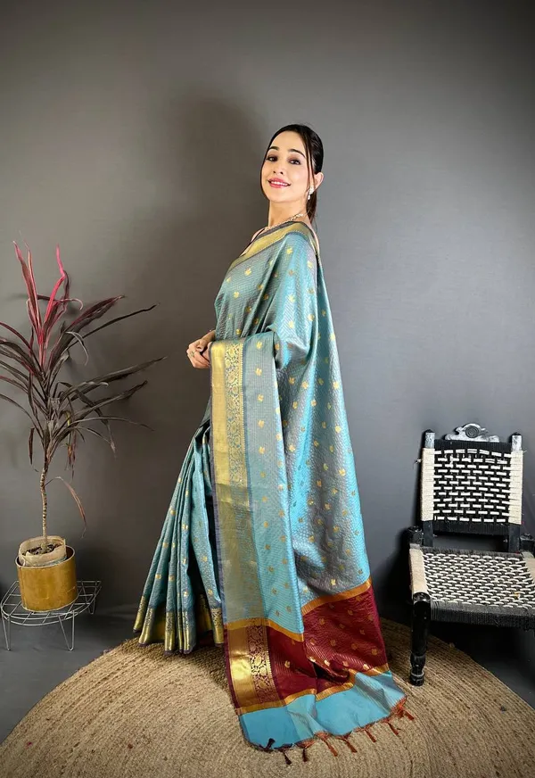Elegant_Sky_Blue_Banarasi_Tissue_Silk_Saree_with_Zari_Butti_&_Rich_Border