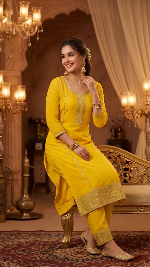 Elegant_Sunshine_Yellow_Embroidered_Kurti_Pant_Set_for_Festive_&_Ethnic_Wear
