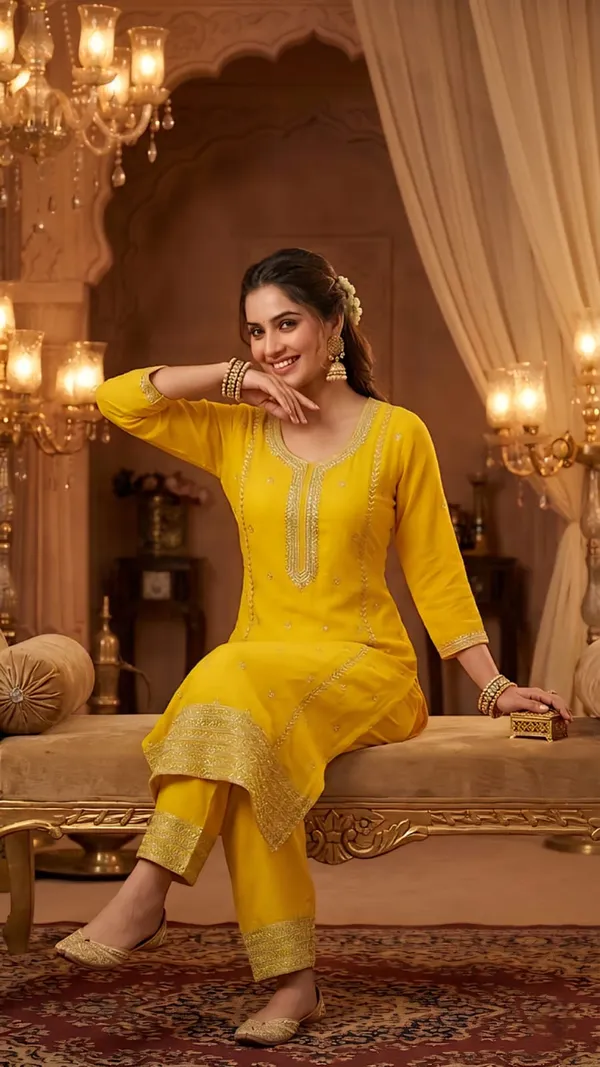 Elegant_Sunshine_Yellow_Embroidered_Kurti_Pant_Set_for_Festive_&_Ethnic_Wear