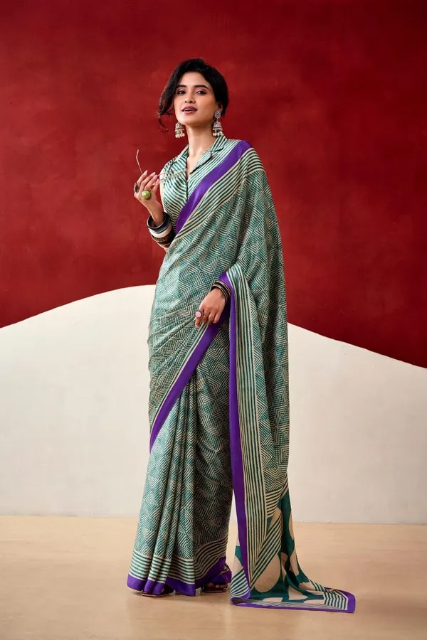 Elegant_Teal_Japan_Satin_Saree_with_Digital_Print_&_Designer_Border