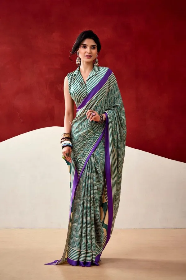 Elegant_Teal_Japan_Satin_Saree_with_Digital_Print_&_Designer_Border
