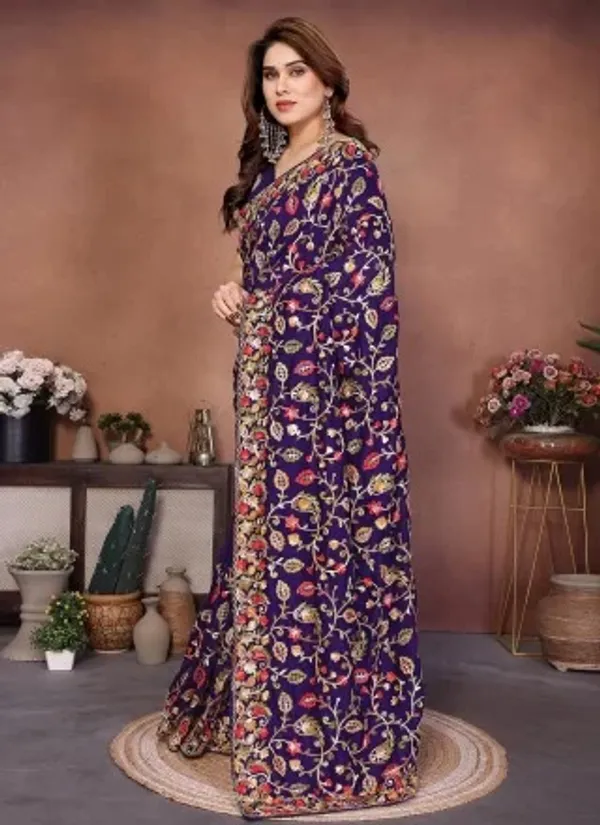 Embroidered_Work_Vichitra_Silk_Classic_Saree_In_Purple_Colour