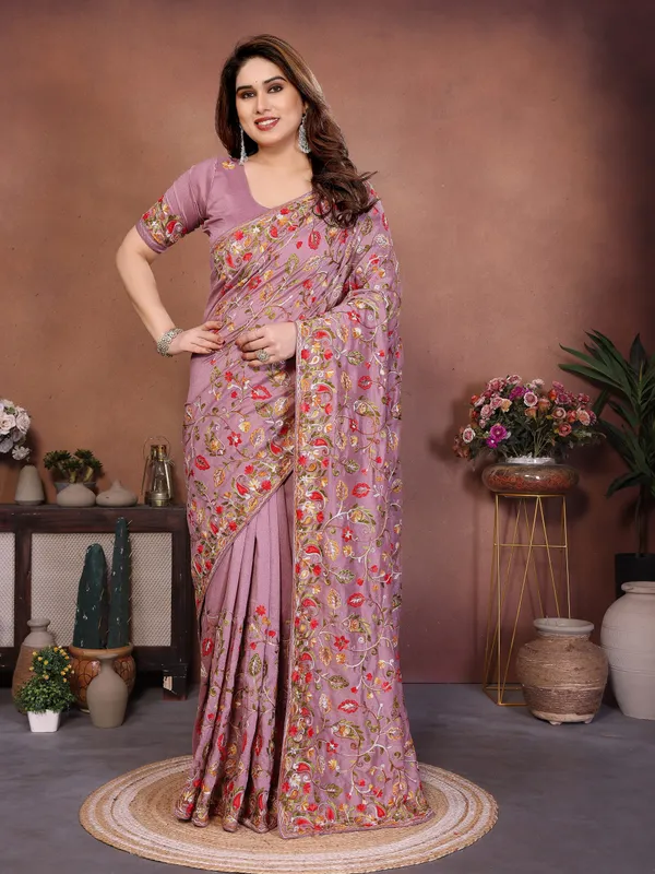 Embroidered_Work_Vichitra_Silk_Contemporary_Saree_In_Pink_Colour