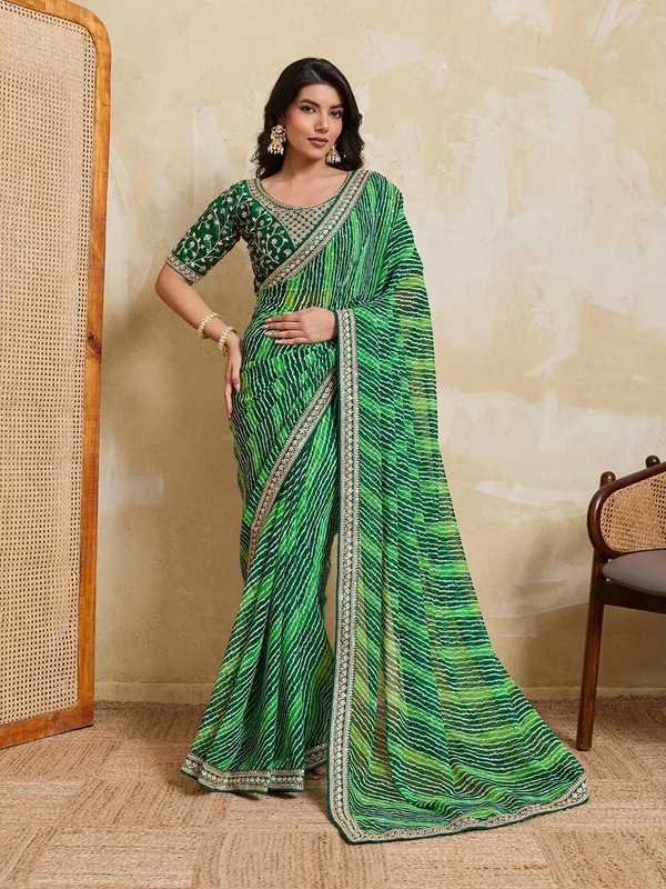 Emerald_Meadow_Green_–_Devki2_Laheriya_Bandhej_Georgette_Saree