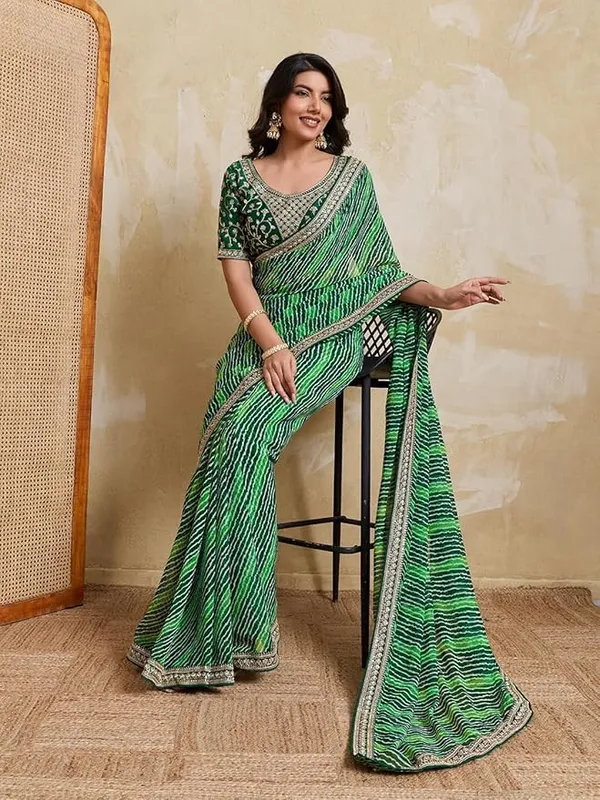 Emerald_Meadow_Green_–_Devki2_Laheriya_Bandhej_Georgette_Saree