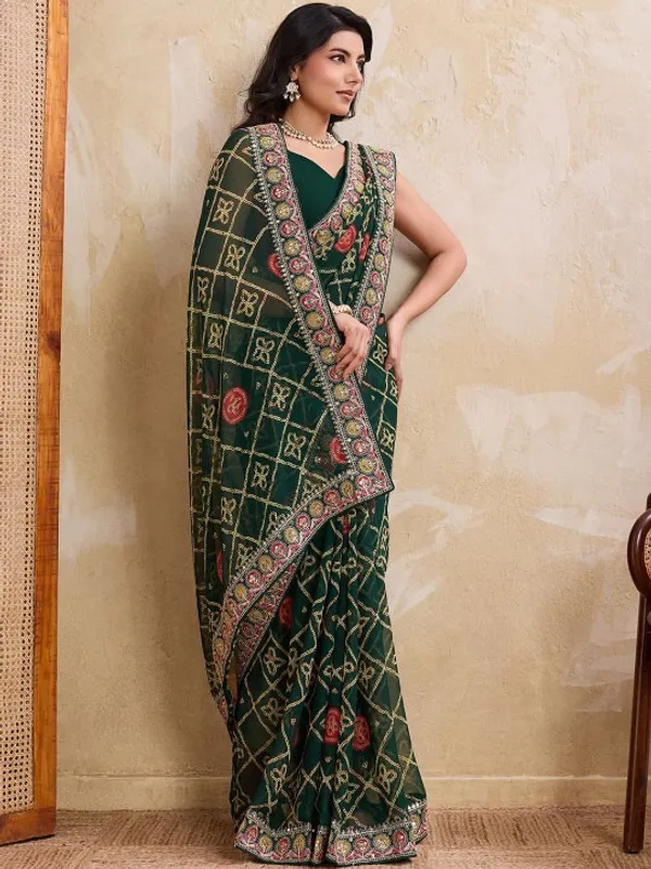 Emerald_Rajwadi_Green_–_Devki3_Bandhej_Wedding_Georgette_Saree
