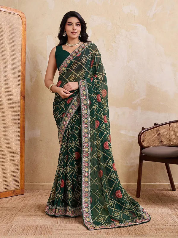 Emerald_Rajwadi_Green_–_Devki3_Bandhej_Wedding_Georgette_Saree