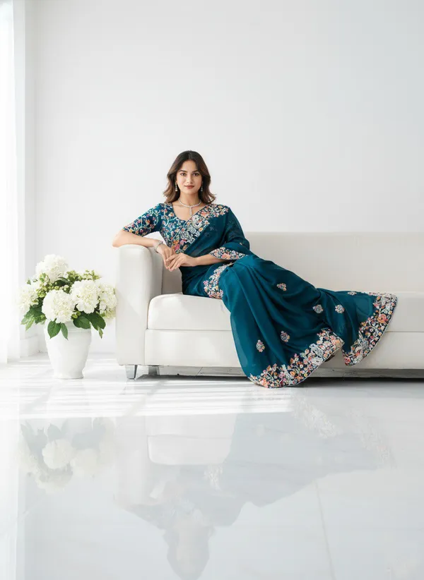 Blue_Party_Wear_Soft_Fendy_Chiffon_Saree_For_Women