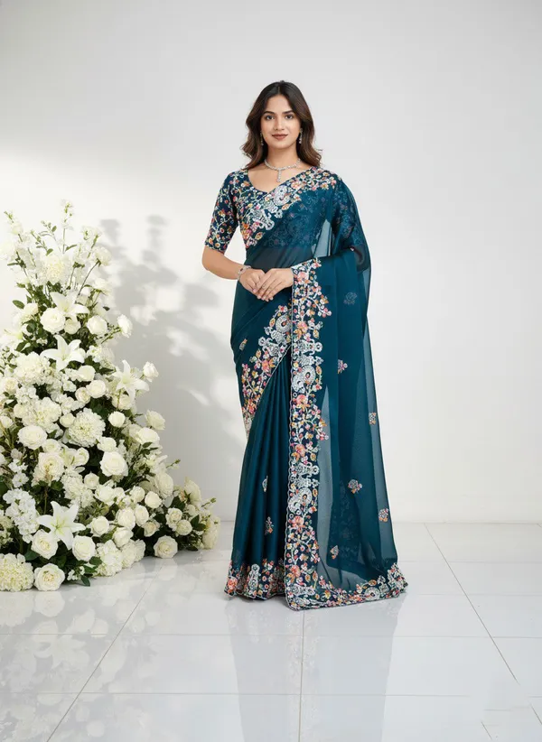 Blue_Party_Wear_Soft_Fendy_Chiffon_Saree_For_Women