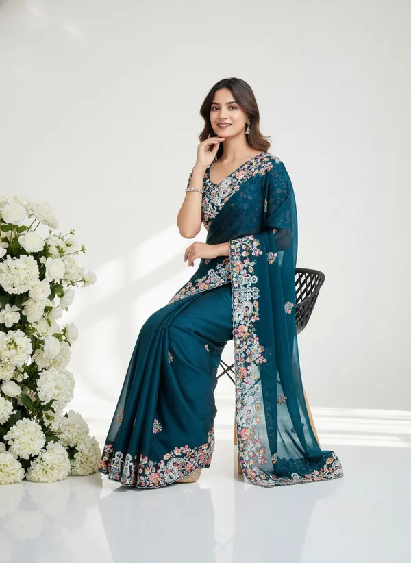 Blue_Party_Wear_Soft_Fendy_Chiffon_Saree_For_Women