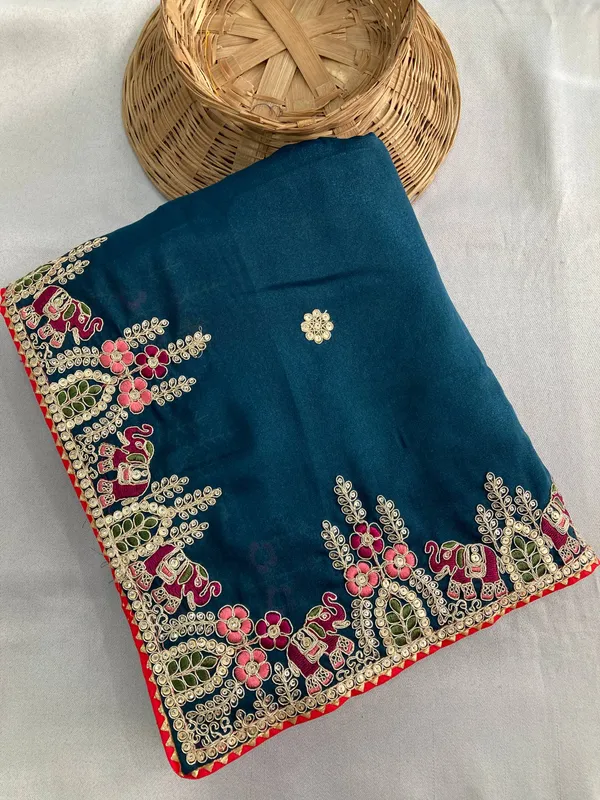 Navy_Blue_Party_Wear_Star_Georgette_Saree_For_Women