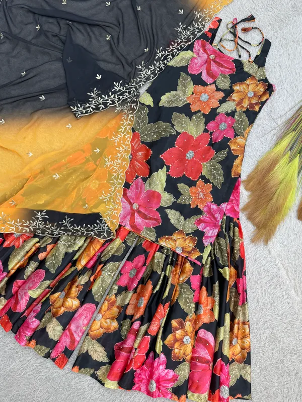 Black_Floral_Digital_Print_Chinon_Silk_Top_Sharara_Set_with_Dupatta