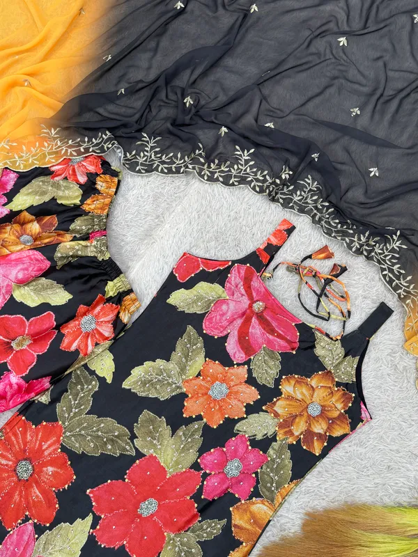 Black_Floral_Digital_Print_Chinon_Silk_Top_Sharara_Set_with_Dupatta