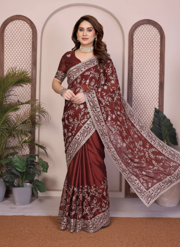 Wine_Maroon_Party_Wear_Rangoli_Silk_Saree_with_Embroidery_Cutwork_Aarco_Border