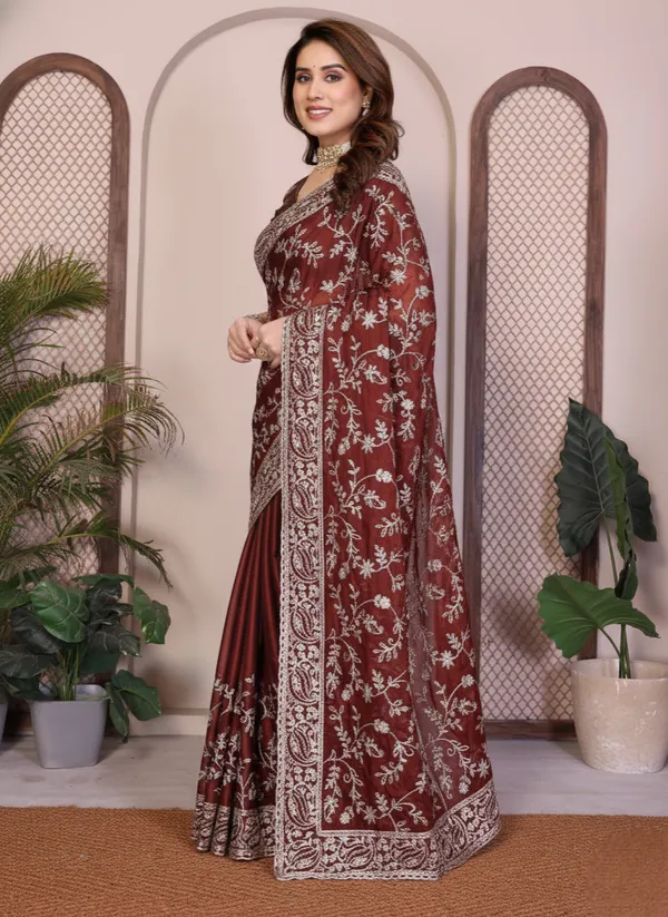 Wine_Maroon_Party_Wear_Rangoli_Silk_Saree_with_Embroidery_Cutwork_Aarco_Border