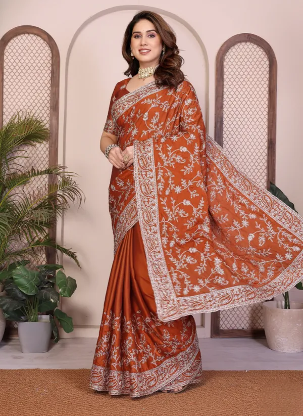 Party_Wear_Rangoli_Silk_Saree_in_Rust_Maroon_with_Elegant_Embroidery_Cutwork_Borde
