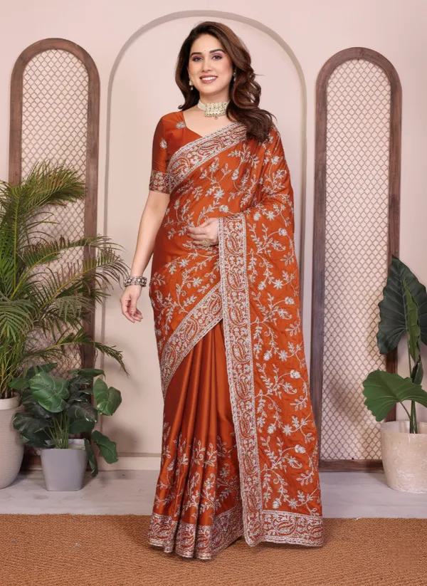 Party_Wear_Rangoli_Silk_Saree_in_Rust_Maroon_with_Elegant_Embroidery_Cutwork_Borde