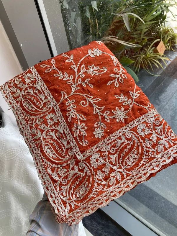 Party_Wear_Rangoli_Silk_Saree_in_Rust_Maroon_with_Elegant_Embroidery_Cutwork_Borde