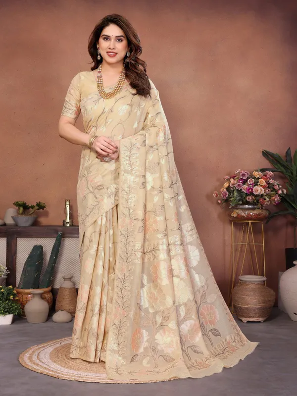 Peach_Blush_Ivory_Floral_Pashmina_Silk_Wedding_Saree