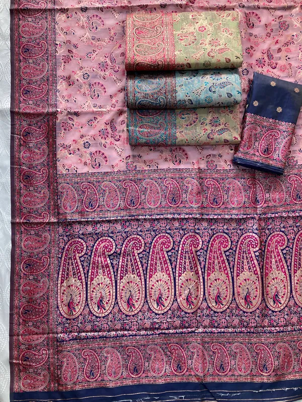 Pista_Green_&_Rani_Pink_Wedding_Wear_Pashmina_Silk_Saree_with_Kashmiri_Thread_Woven_Pallu