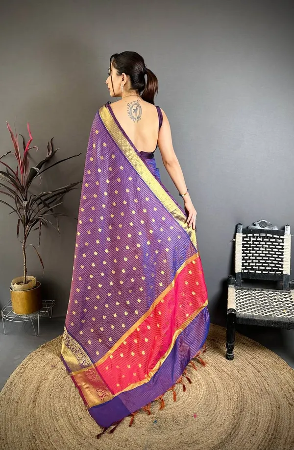 Premium_Royal_Purple_Banarasi_Tissue_Silk_Saree_with_Zari_Butti_&_Contrast_Border