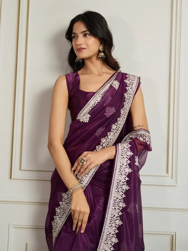Purple_Color_Twill_Net_Fabric_Embroidery_Work_Ethnic_Partywear_Saree