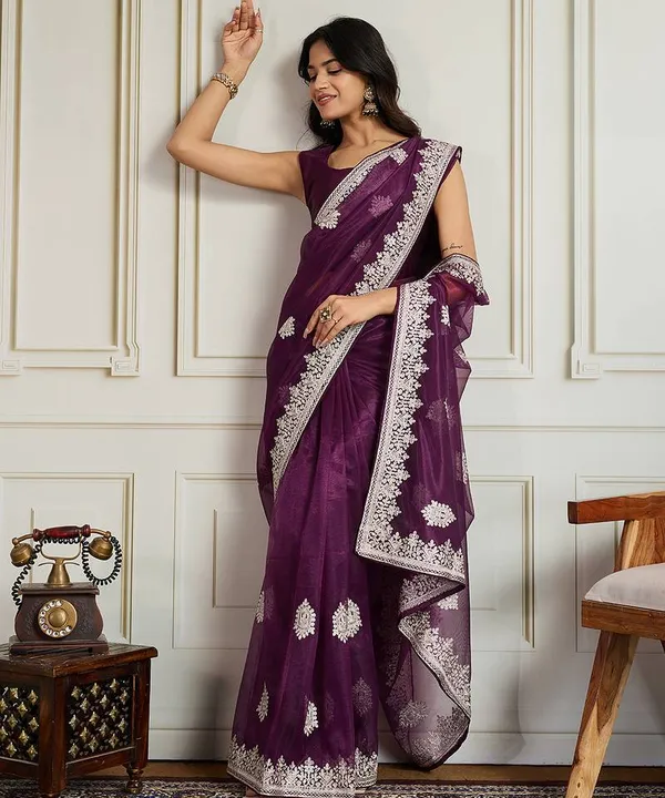Purple_Color_Twill_Net_Fabric_Embroidery_Work_Ethnic_Partywear_Saree