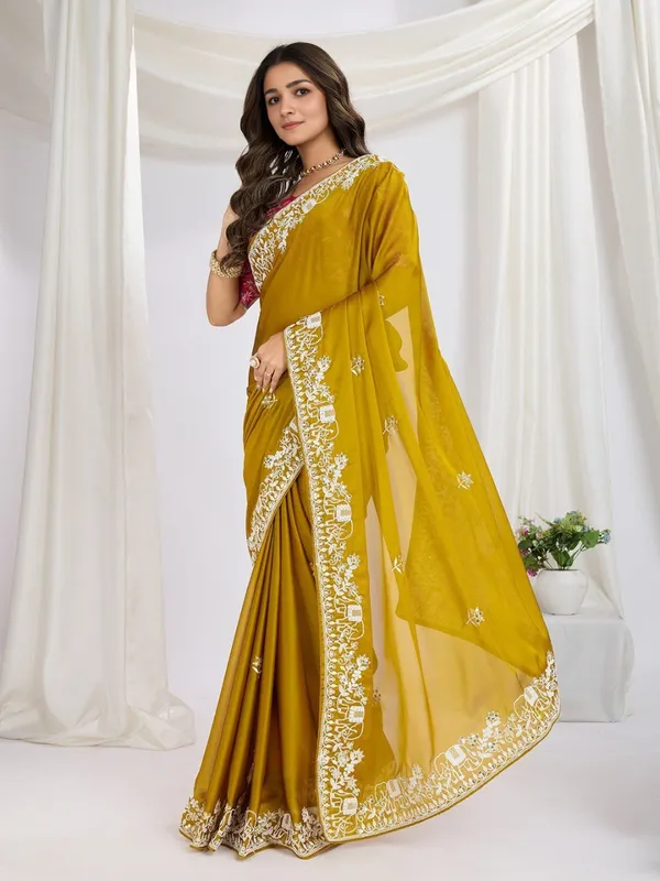 Olive_Mustard_Gold_Party_Wear_Rangoli_Silk_Saree_with_Embroidery_Lace_Border_&_Digital_Print_Blouse