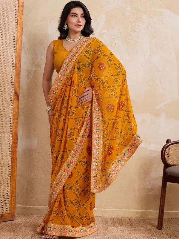 Royal_Mustard_Marigold_Bandhej_Wedding_Georgette_Saree