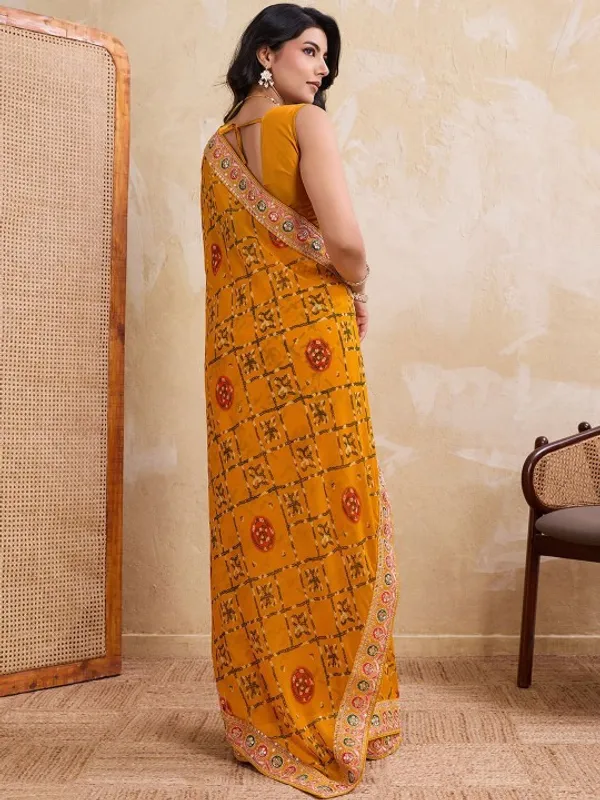 Royal_Mustard_Marigold_Bandhej_Wedding_Georgette_Saree