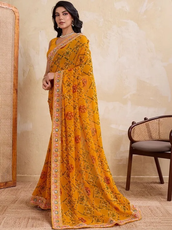 Royal_Mustard_Marigold_Bandhej_Wedding_Georgette_Saree